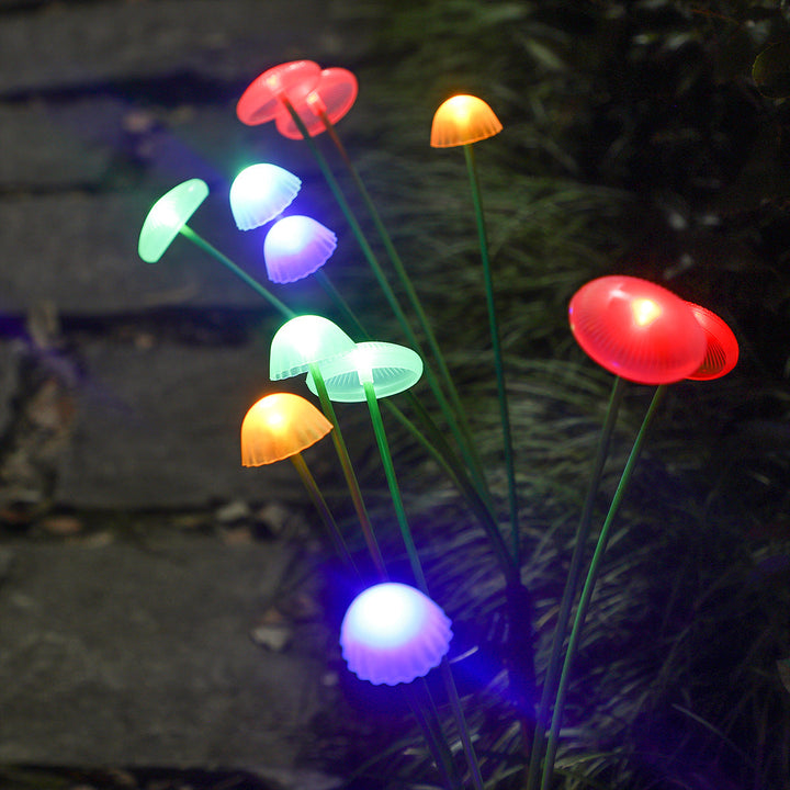 Modern Art Deco Solar Waterproof Stainless Steel Fiber Optic ABS Silica Sakura Mushroom LED Outdoor Light Landscape Lighting For Garden | Stornfield