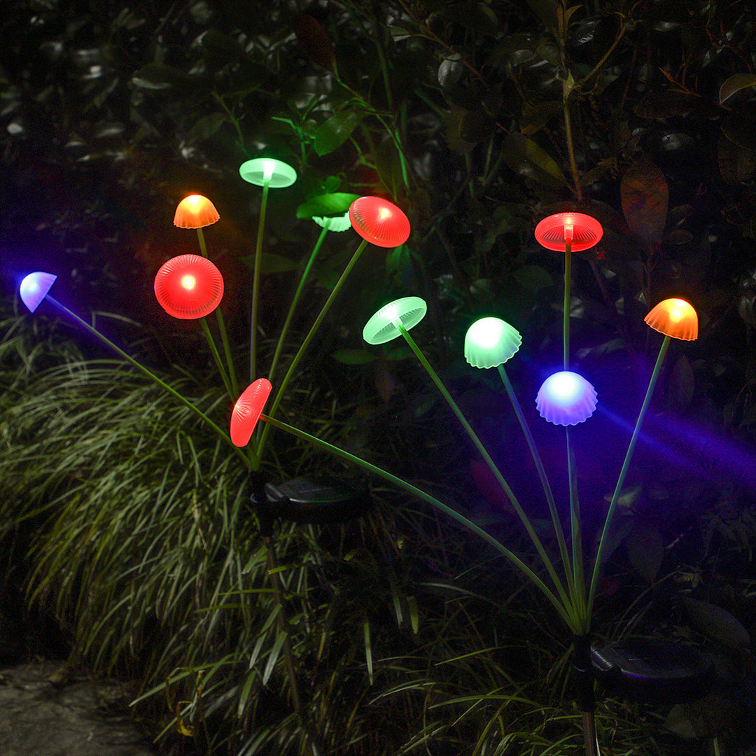 Modern Art Deco Solar Waterproof Stainless Steel Fiber Optic ABS Silica Sakura Mushroom LED Outdoor Light Landscape Lighting For Garden | Stornfield
