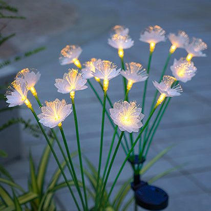 Modern Art Deco Solar Waterproof Stainless Steel Fiber Optic ABS Silica Sakura Mushroom LED Outdoor Light Landscape Lighting For Garden | Stornfield