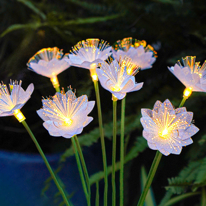 Modern Art Deco Solar Waterproof Stainless Steel Fiber Optic ABS Silica Sakura Mushroom LED Outdoor Light Landscape Lighting For Garden | Stornfield