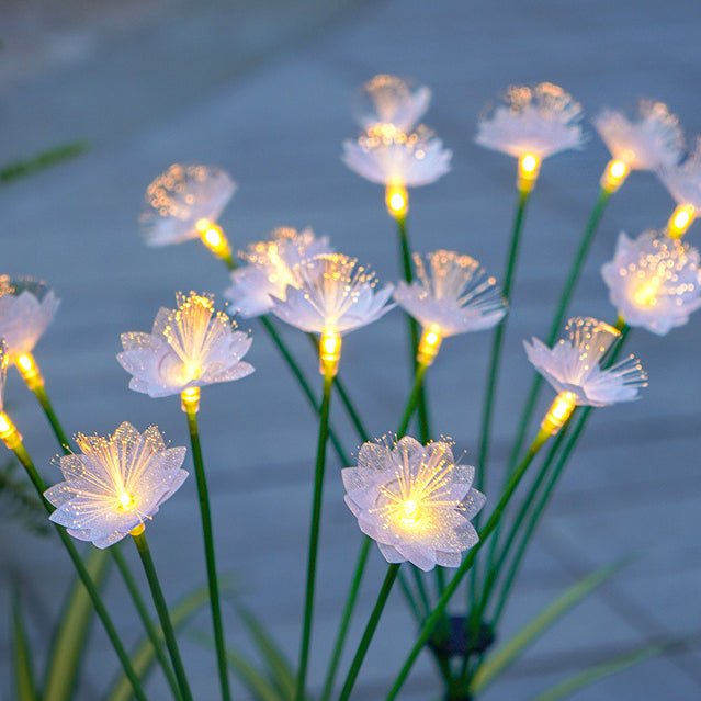 Modern Art Deco Solar Waterproof Stainless Steel Fiber Optic ABS Silica Sakura Mushroom LED Outdoor Light Landscape Lighting For Garden | Stornfield