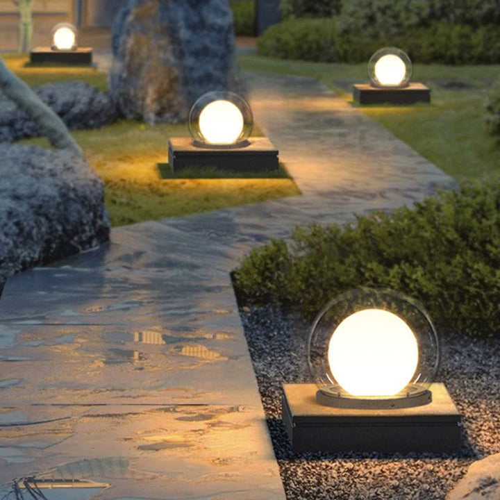 Modern Simplicity Solar Waterproof Stainless Steel PE PMMA Ball Moon 1-Light Outdoor Light For Garden | Stornfield