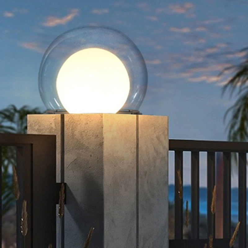 Modern Simplicity Solar Waterproof Stainless Steel PE PMMA Ball Moon 1-Light Outdoor Light For Garden | Stornfield