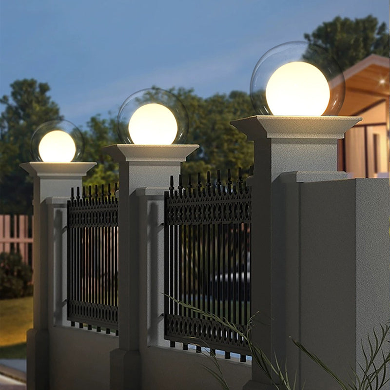Modern Simplicity Solar Waterproof Stainless Steel PE PMMA Ball Moon 1-Light Outdoor Light For Garden | Stornfield