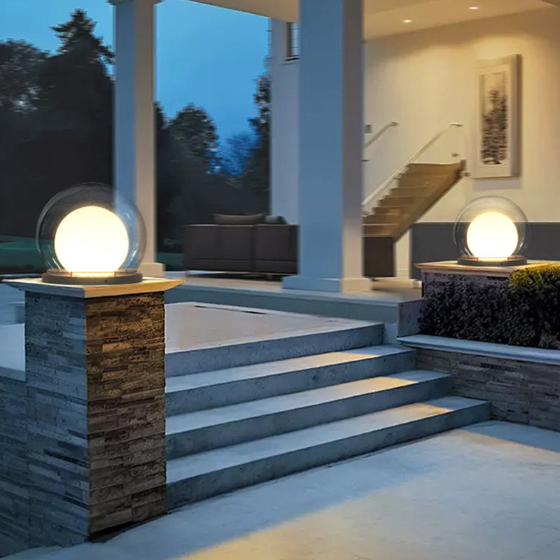 Modern Simplicity Solar Waterproof Stainless Steel PE PMMA Ball Moon 1-Light Outdoor Light For Garden | Stornfield