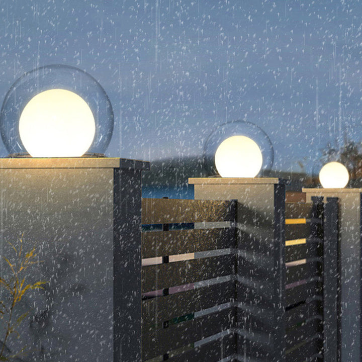 Modern Simplicity Solar Waterproof Stainless Steel PE PMMA Ball Moon 1-Light Outdoor Light For Garden | Stornfield