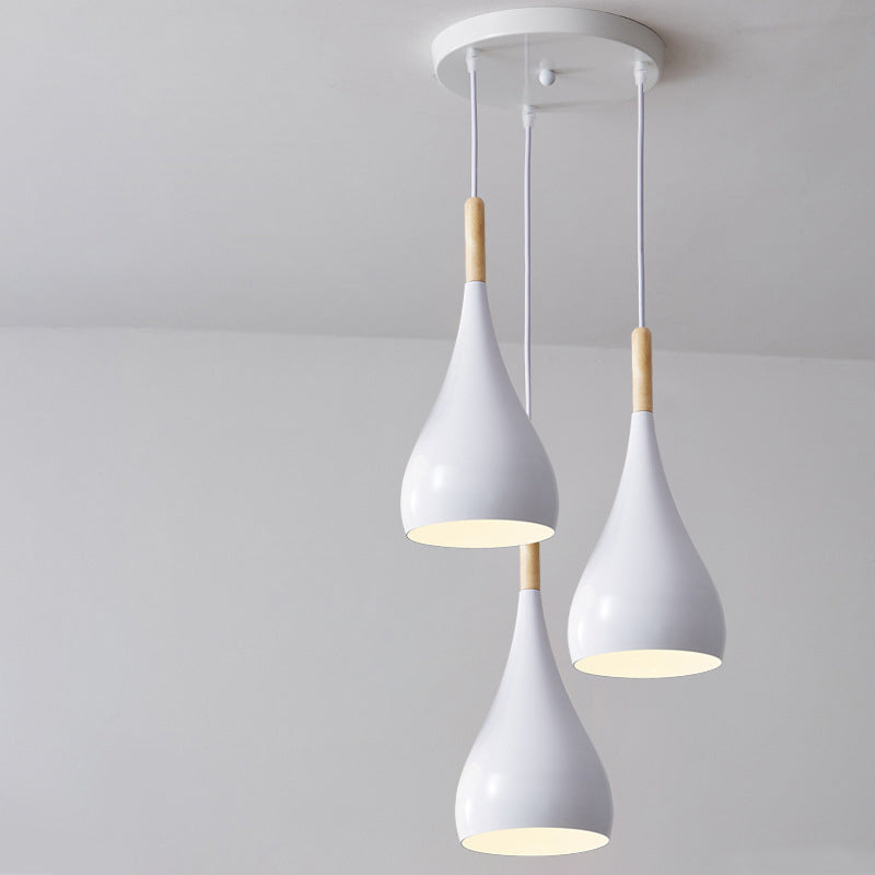 Stornfield | Suspension 1 lumière en bois de fer nordique en aluminium à forme de citrouille pour salle à manger