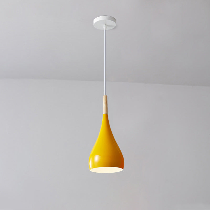 Stornfield | Suspension 1 lumière en bois de fer nordique en aluminium à forme de citrouille pour salle à manger