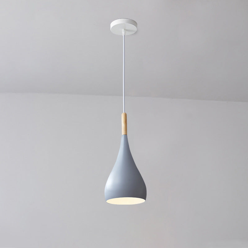 Stornfield | Suspension 1 lumière en bois de fer nordique en aluminium à forme de citrouille pour salle à manger