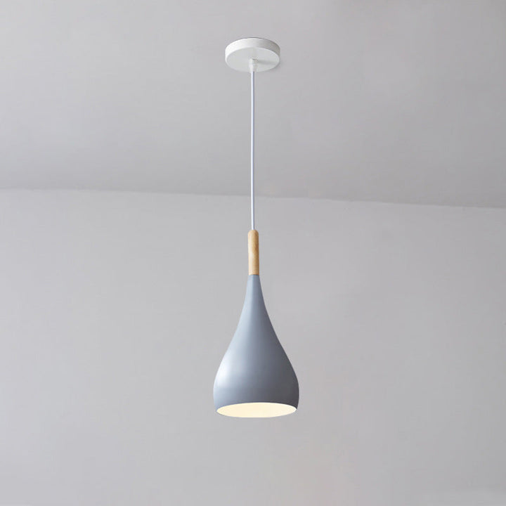 Stornfield | Suspension 1 lumière en bois de fer nordique en aluminium à forme de citrouille pour salle à manger
