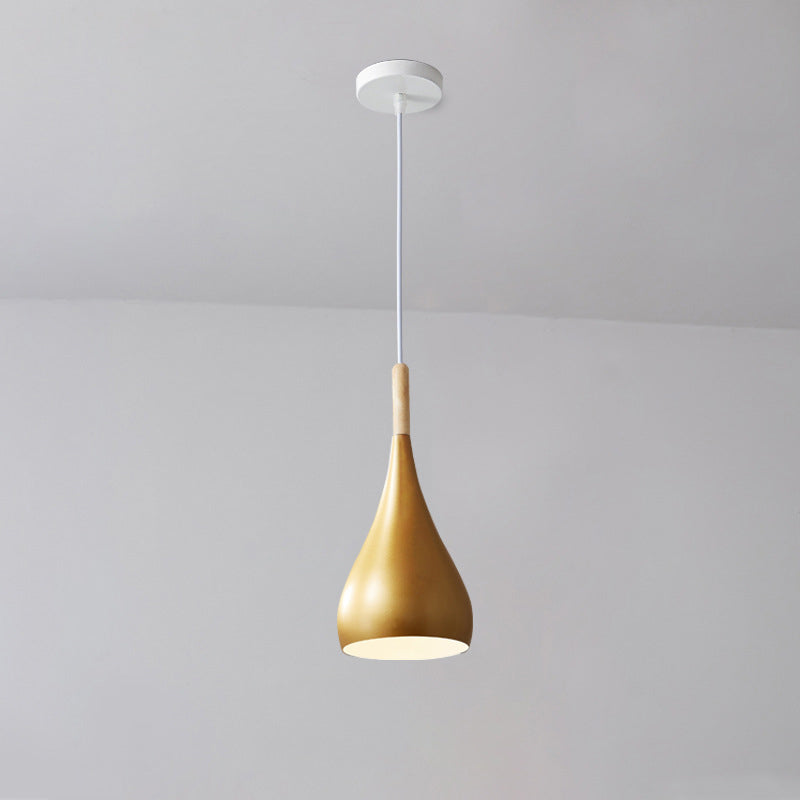 Stornfield | Suspension 1 lumière en bois de fer nordique en aluminium à forme de citrouille pour salle à manger