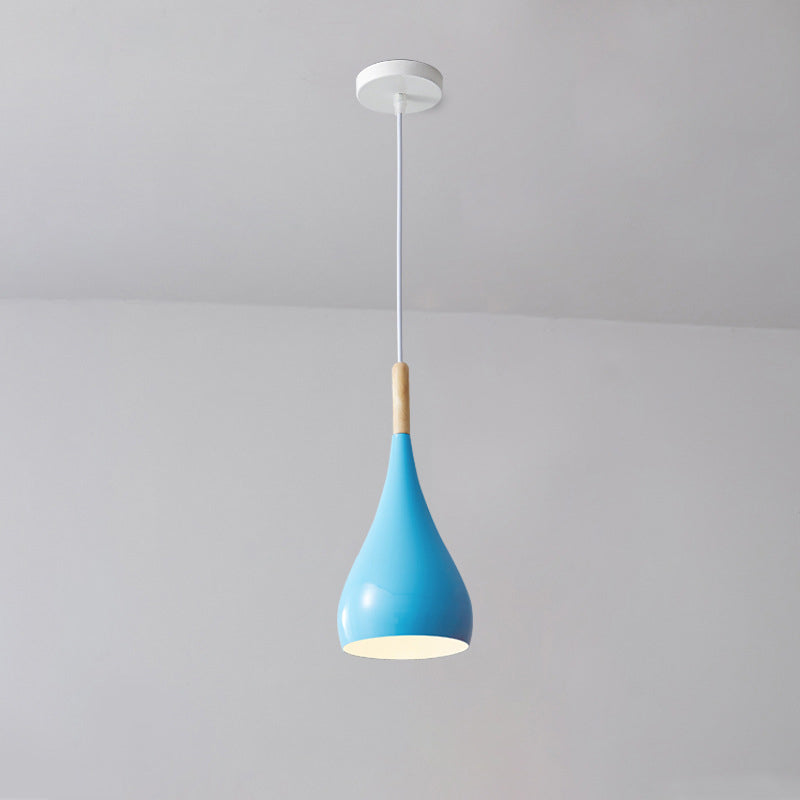 Stornfield | Suspension 1 lumière en bois de fer nordique en aluminium à forme de citrouille pour salle à manger