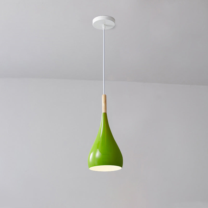 Stornfield | Suspension 1 lumière en bois de fer nordique en aluminium à forme de citrouille pour salle à manger