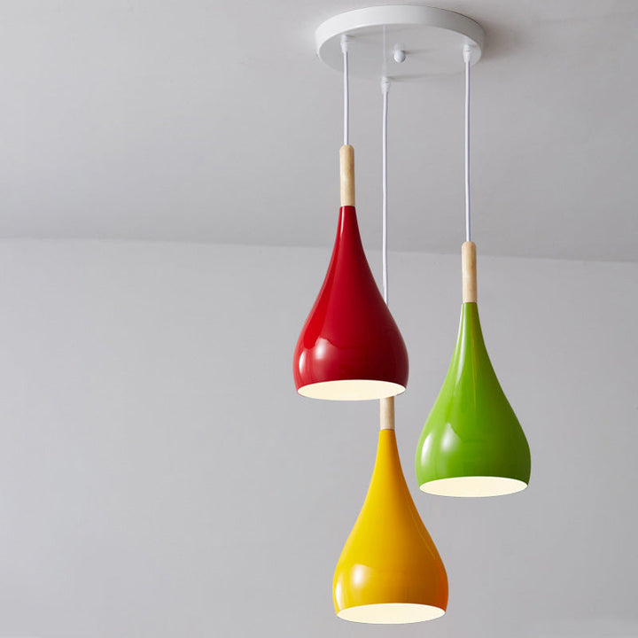 Stornfield | Suspension 1 lumière en bois de fer nordique en aluminium à forme de citrouille pour salle à manger