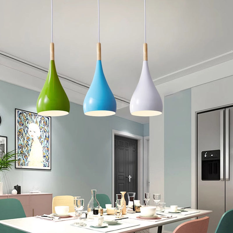 Stornfield | Suspension 1 lumière en bois de fer nordique en aluminium à forme de citrouille pour salle à manger