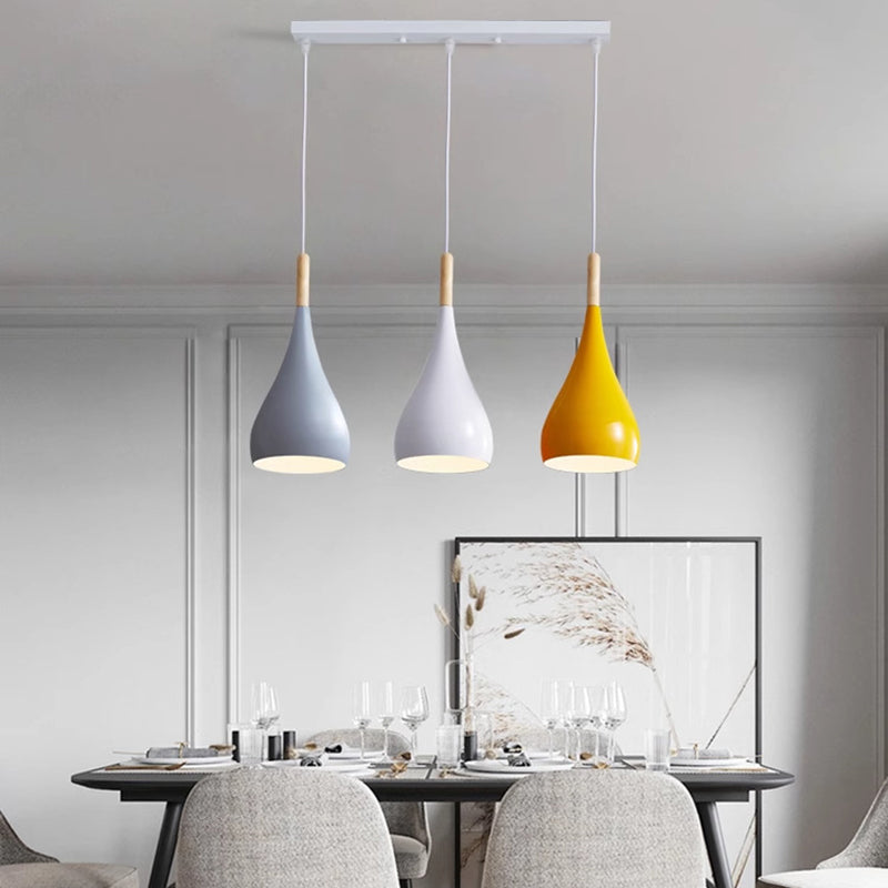 Stornfield | Suspension 1 lumière en bois de fer nordique en aluminium à forme de citrouille pour salle à manger