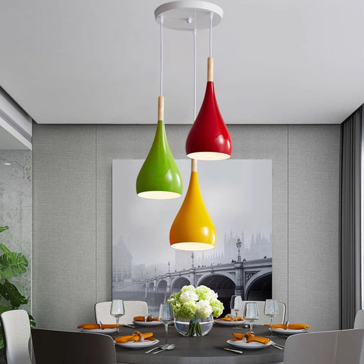 Stornfield | Suspension 1 lumière en bois de fer nordique en aluminium à forme de citrouille pour salle à manger