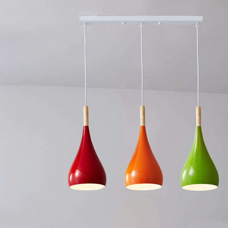 Stornfield | Suspension 1 lumière en bois de fer nordique en aluminium à forme de citrouille pour salle à manger