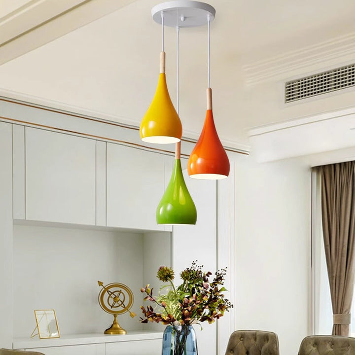 Stornfield | Suspension 1 lumière en bois de fer nordique en aluminium à forme de citrouille pour salle à manger