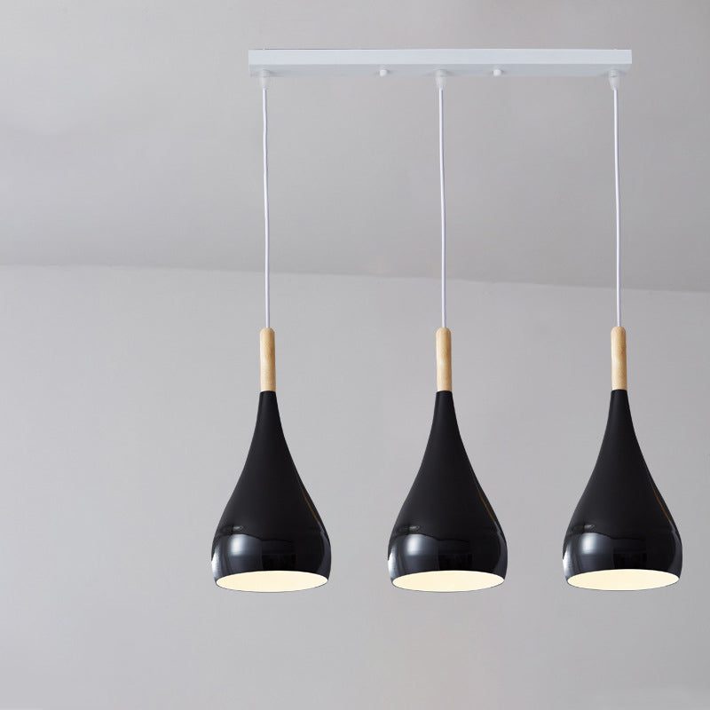 Stornfield | Suspension 1 lumière en bois de fer nordique en aluminium à forme de citrouille pour salle à manger