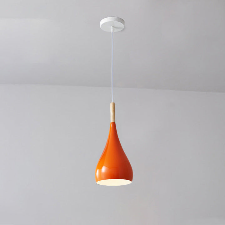 Stornfield | Suspension 1 lumière en bois de fer nordique en aluminium à forme de citrouille pour salle à manger