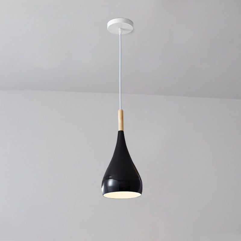 Stornfield | Suspension 1 lumière en bois de fer nordique en aluminium à forme de citrouille pour salle à manger
