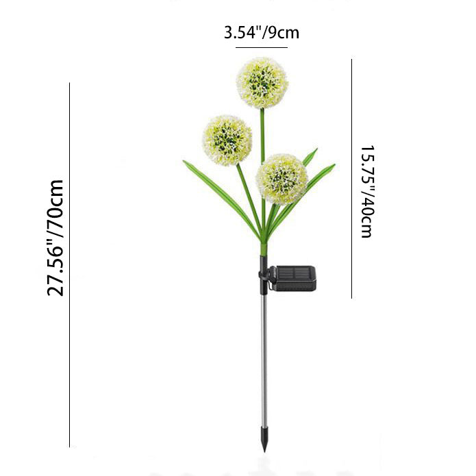 Modern Art Deco Solar Waterproof Stainless Steel ABS Copper Wire Dandelion Plant Ball Ground Plug LED Outdoor Light Landscape Lighting For Garden | Stornfield
