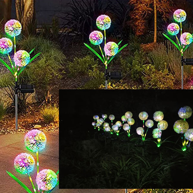 Modern Art Deco Solar Waterproof Stainless Steel ABS Copper Wire Dandelion Plant Ball Ground Plug LED Outdoor Light Landscape Lighting For Garden | Stornfield