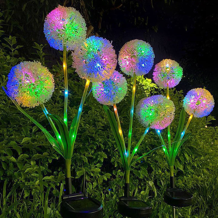 Modern Art Deco Solar Waterproof Stainless Steel ABS Copper Wire Dandelion Plant Ball Ground Plug LED Outdoor Light Landscape Lighting For Garden | Stornfield