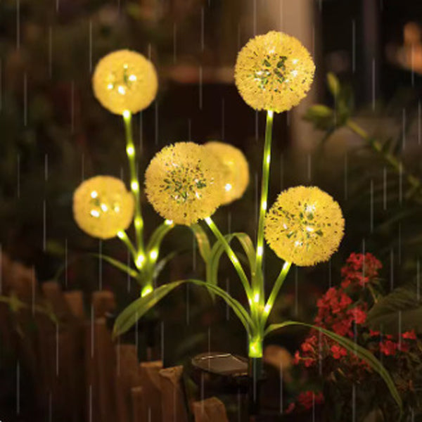 Modern Art Deco Solar Waterproof Stainless Steel ABS Copper Wire Dandelion Plant Ball Ground Plug LED Outdoor Light Landscape Lighting For Garden | Stornfield