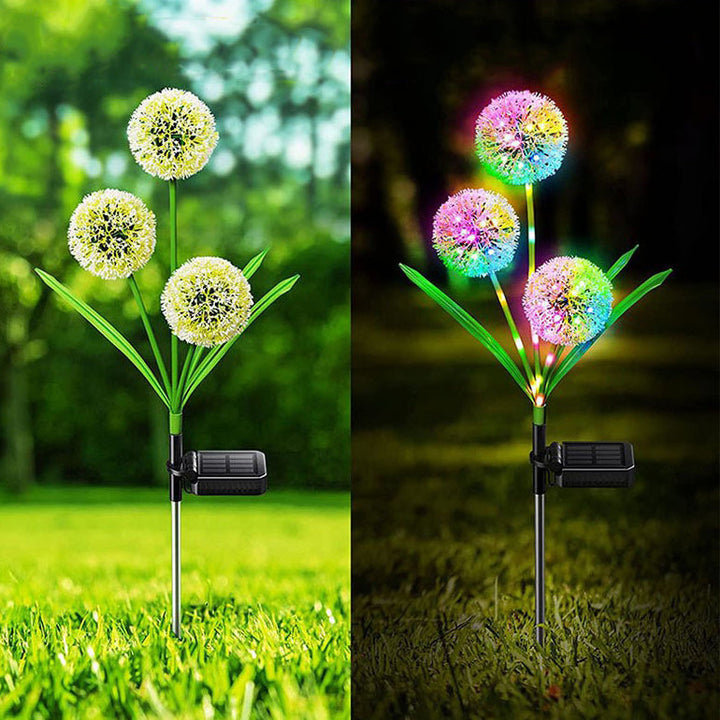 Modern Art Deco Solar Waterproof Stainless Steel ABS Copper Wire Dandelion Plant Ball Ground Plug LED Outdoor Light Landscape Lighting For Garden | Stornfield