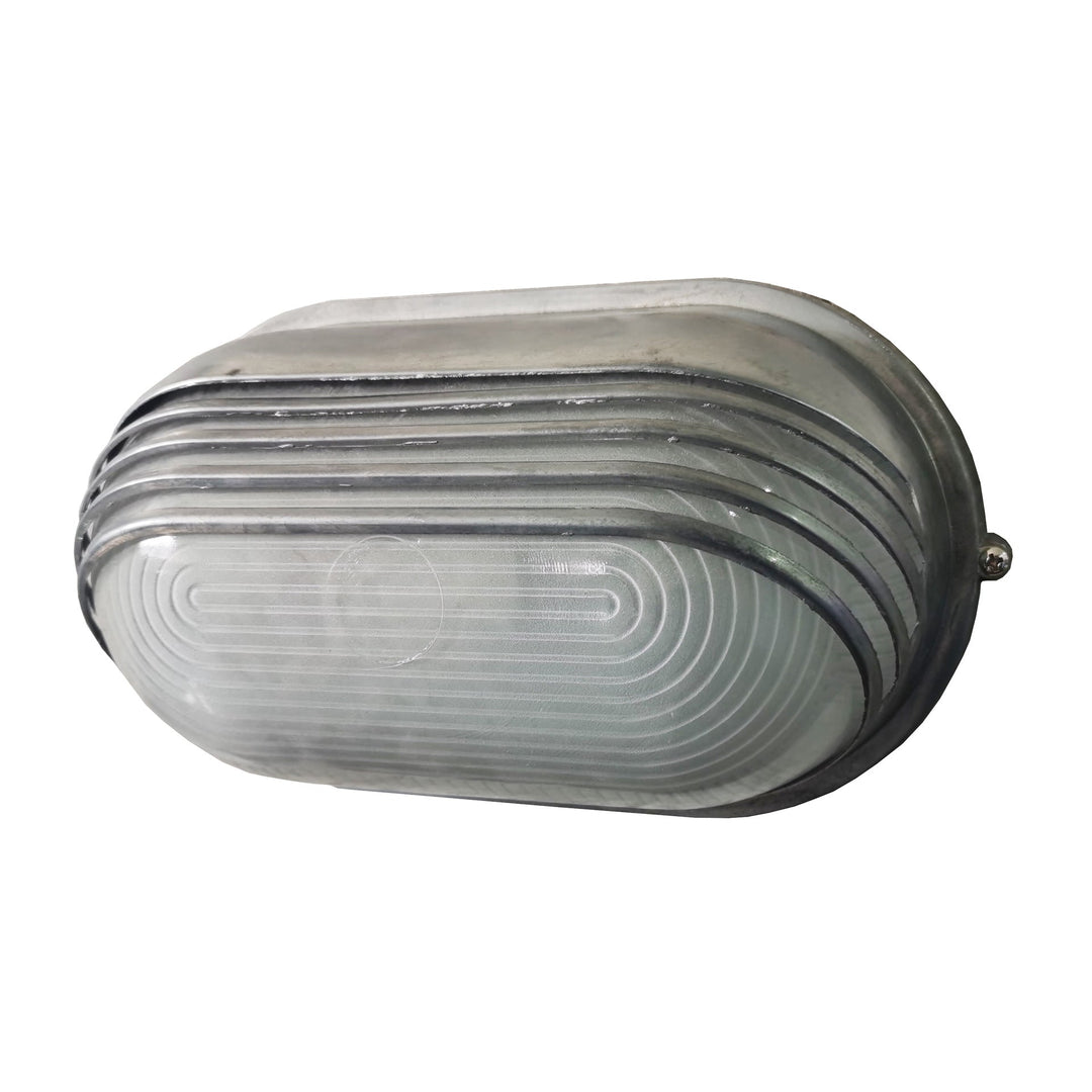 Contemporary Industrial Waterproof Aluminum Glass Frosted Oval Striped 1-Light Wall Sconce Lamp For Outdoor Patio | Stornfield