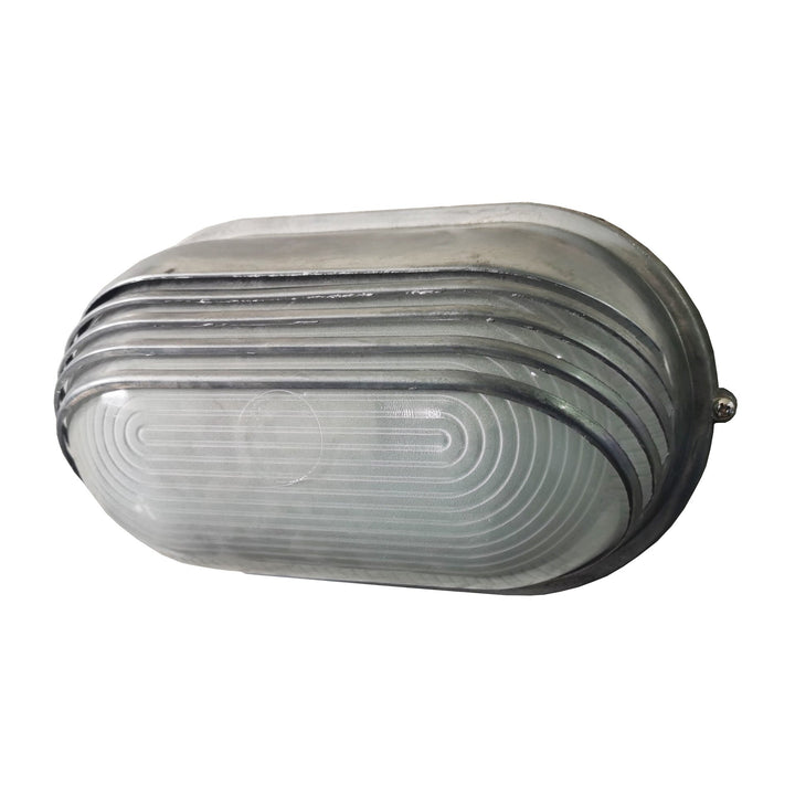 Contemporary Industrial Waterproof Aluminum Glass Frosted Oval Striped 1-Light Wall Sconce Lamp For Outdoor Patio | Stornfield
