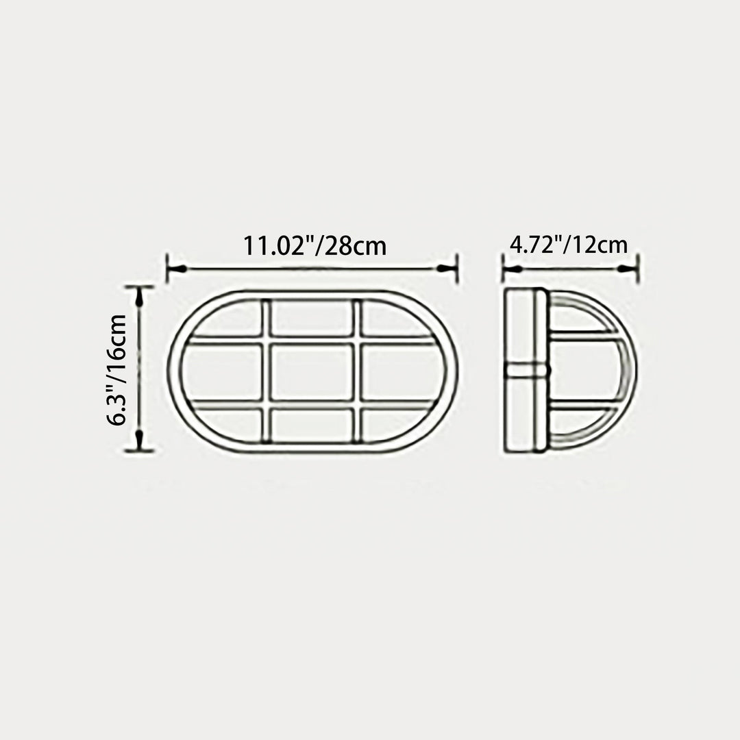 Contemporary Industrial Waterproof Aluminum Glass Frosted Oval Striped 1-Light Wall Sconce Lamp For Outdoor Patio | Stornfield
