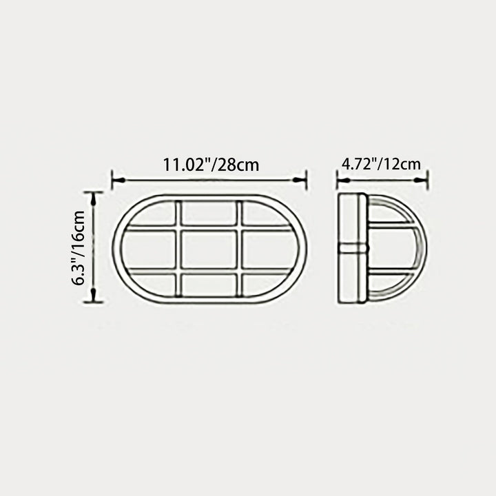 Contemporary Industrial Waterproof Aluminum Glass Frosted Oval Striped 1-Light Wall Sconce Lamp For Outdoor Patio | Stornfield