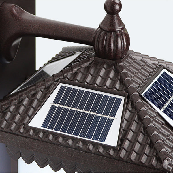 Traditional Chinese Solar Waterproof ABS Aluminum Glass Rectangular Happiness Wealth Pattern LED Wall Sconce Lamp For Outdoor Patio | Stornfield