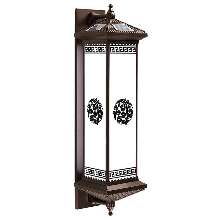 Traditional Chinese Solar Waterproof ABS Aluminum Glass Rectangular Happiness Wealth Pattern LED Wall Sconce Lamp For Outdoor Patio | Stornfield
