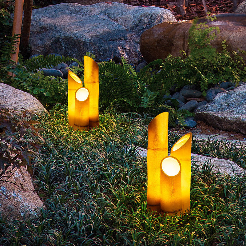 Contemporary Creative Waterproof Solar Resin Bamboo LED Landscape Lighting Outdoor Light For Garden | Stornfield