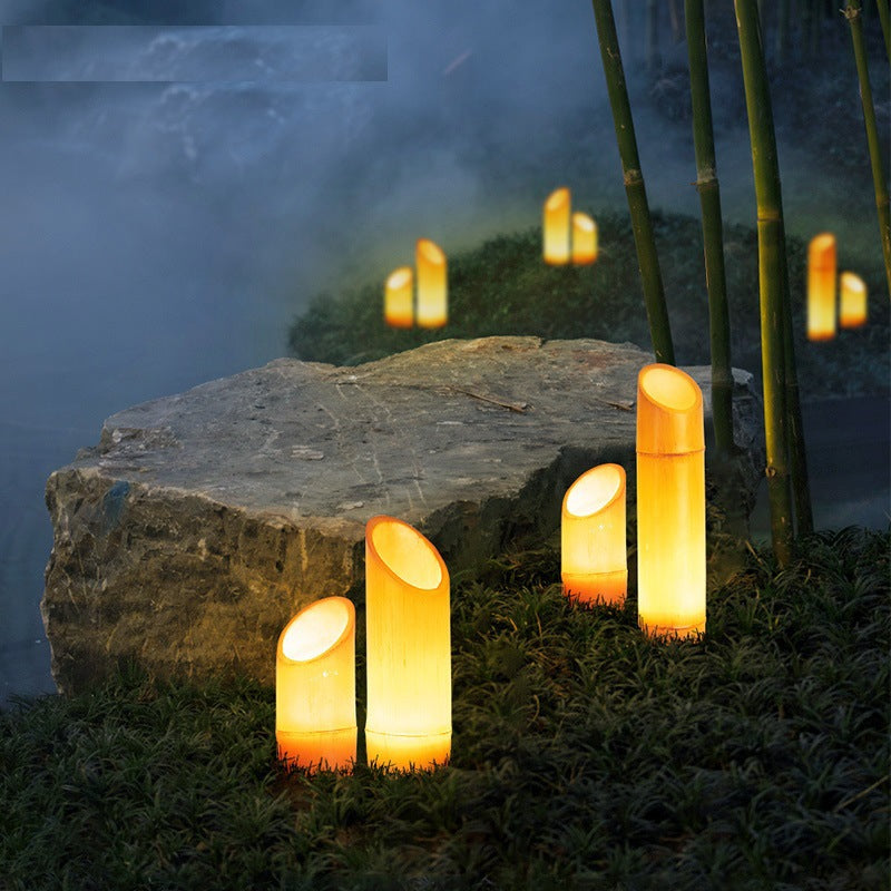 Contemporary Creative Waterproof Solar Resin Bamboo LED Landscape Lighting Outdoor Light For Garden | Stornfield