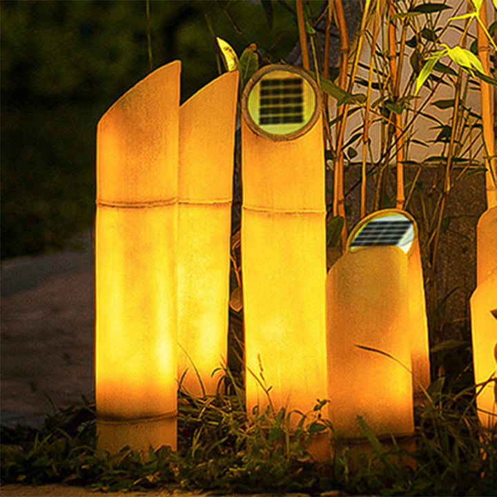 Contemporary Creative Waterproof Solar Resin Bamboo LED Landscape Lighting Outdoor Light For Garden | Stornfield