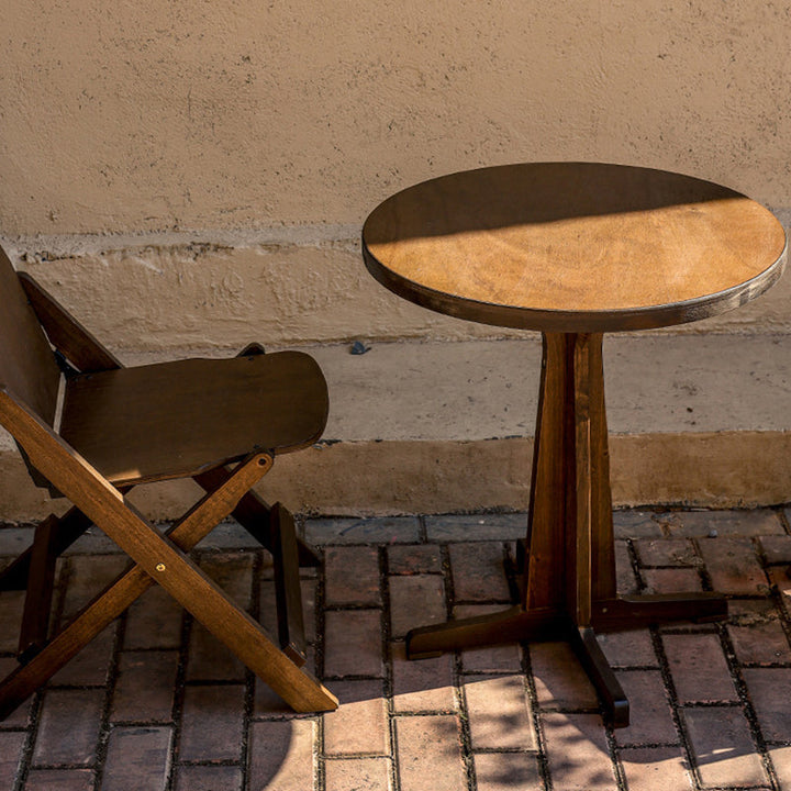 Contemporary Retro Solid Wood Plywood & Iron Round Square Coffee Table And Chair Set For Balcony & Living Room | Stornfield