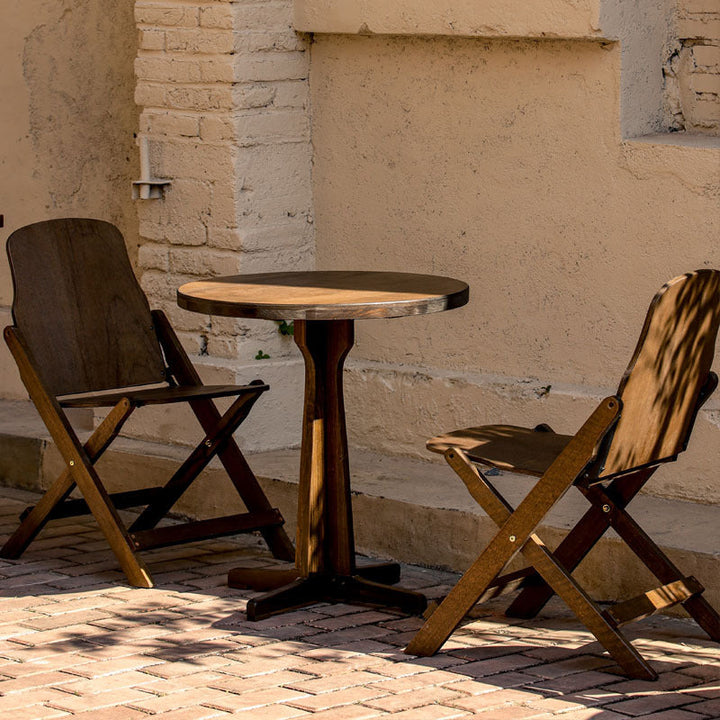 Contemporary Retro Solid Wood Plywood & Iron Round Square Coffee Table And Chair Set For Balcony & Living Room | Stornfield