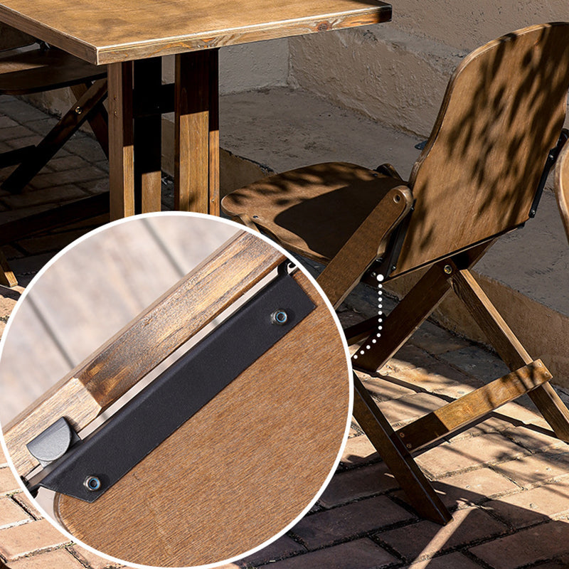 Contemporary Retro Solid Wood Plywood & Iron Round Square Coffee Table And Chair Set For Balcony & Living Room | Stornfield
