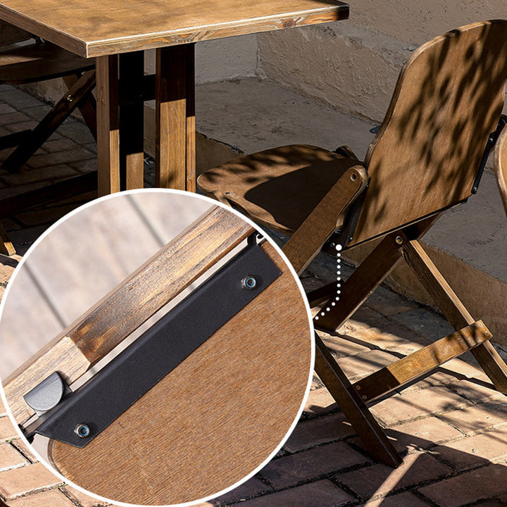 Contemporary Retro Solid Wood Plywood & Iron Round Square Coffee Table And Chair Set For Balcony & Living Room | Stornfield