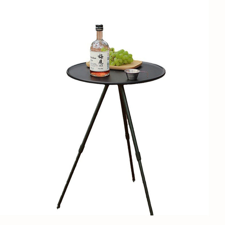 Modern Minimalist Round Acrylonitrile Butadiene Styrene Plastic Carbon Steel Height Adjustable Foldable End Table 1-Tier For Outdoor Patio | Stornfield