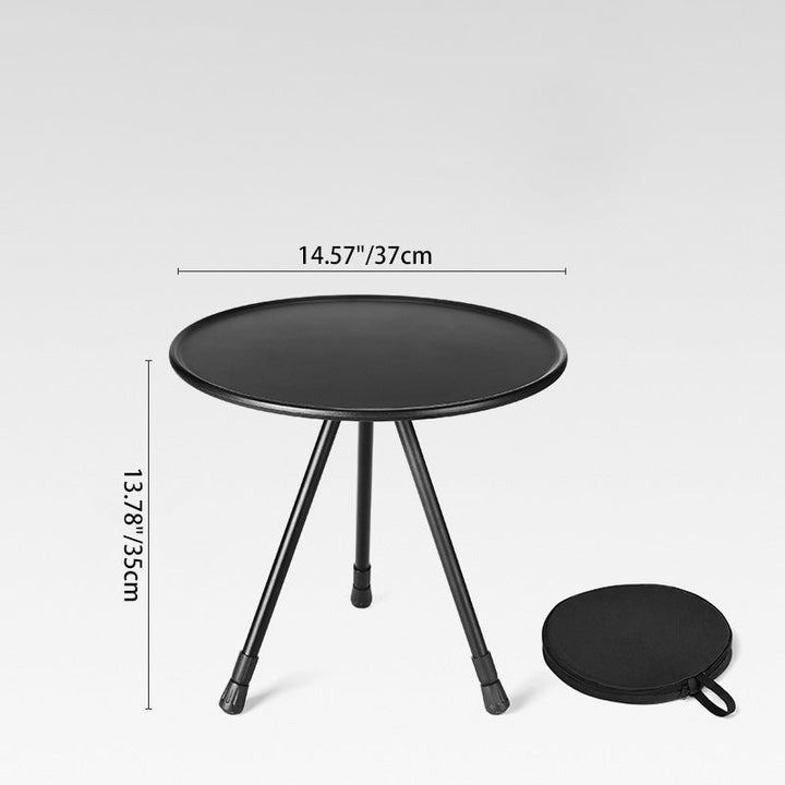 Modern Simplicity Aluminum Alloy ABS Round Foldable Outdoor Coffee Table 1-Tray Pocket Lamp Holder For Outdoor | Stornfield