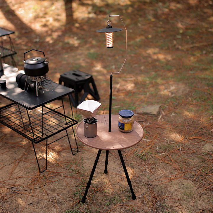 Modern Simplicity Aluminum Alloy ABS Round Foldable Outdoor Coffee Table 1-Tray Pocket Lamp Holder For Outdoor | Stornfield