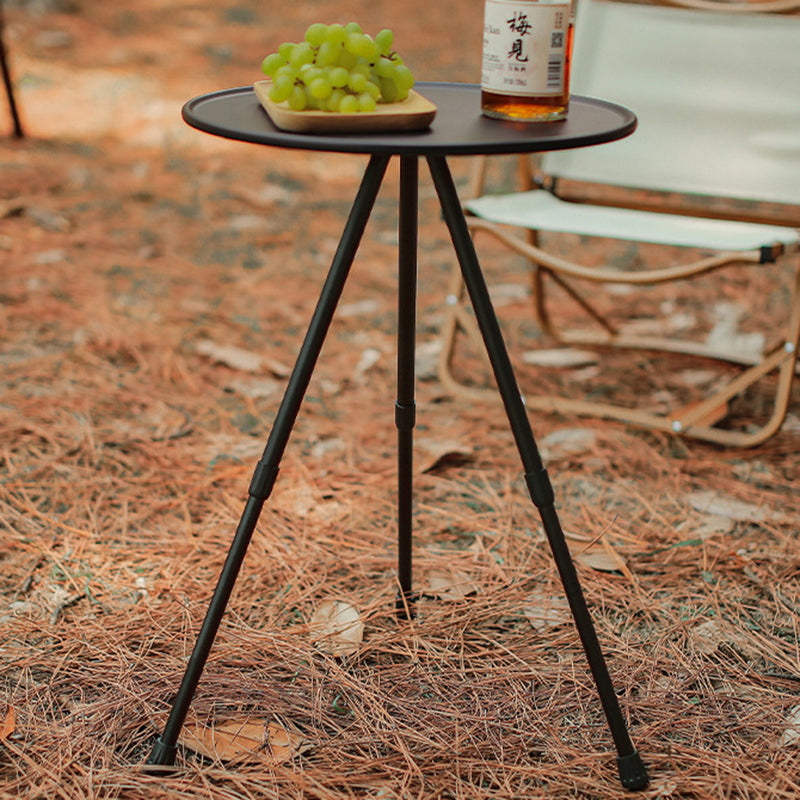 Modern Simplicity Aluminum Alloy ABS Round Foldable Outdoor Coffee Table 1-Tray Pocket Lamp Holder For Outdoor | Stornfield