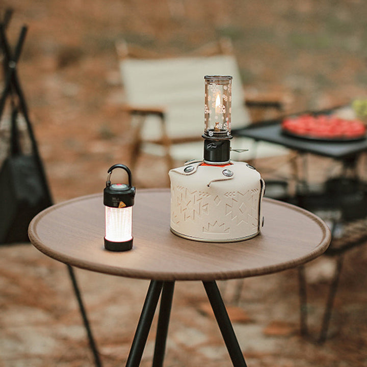 Modern Simplicity Aluminum Alloy ABS Round Foldable Outdoor Coffee Table 1-Tray Pocket Lamp Holder For Outdoor | Stornfield