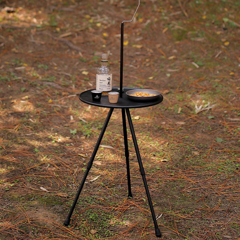 Modern Simplicity Aluminum Alloy ABS Round Foldable Outdoor Coffee Table 1-Tray Pocket Lamp Holder For Outdoor | Stornfield